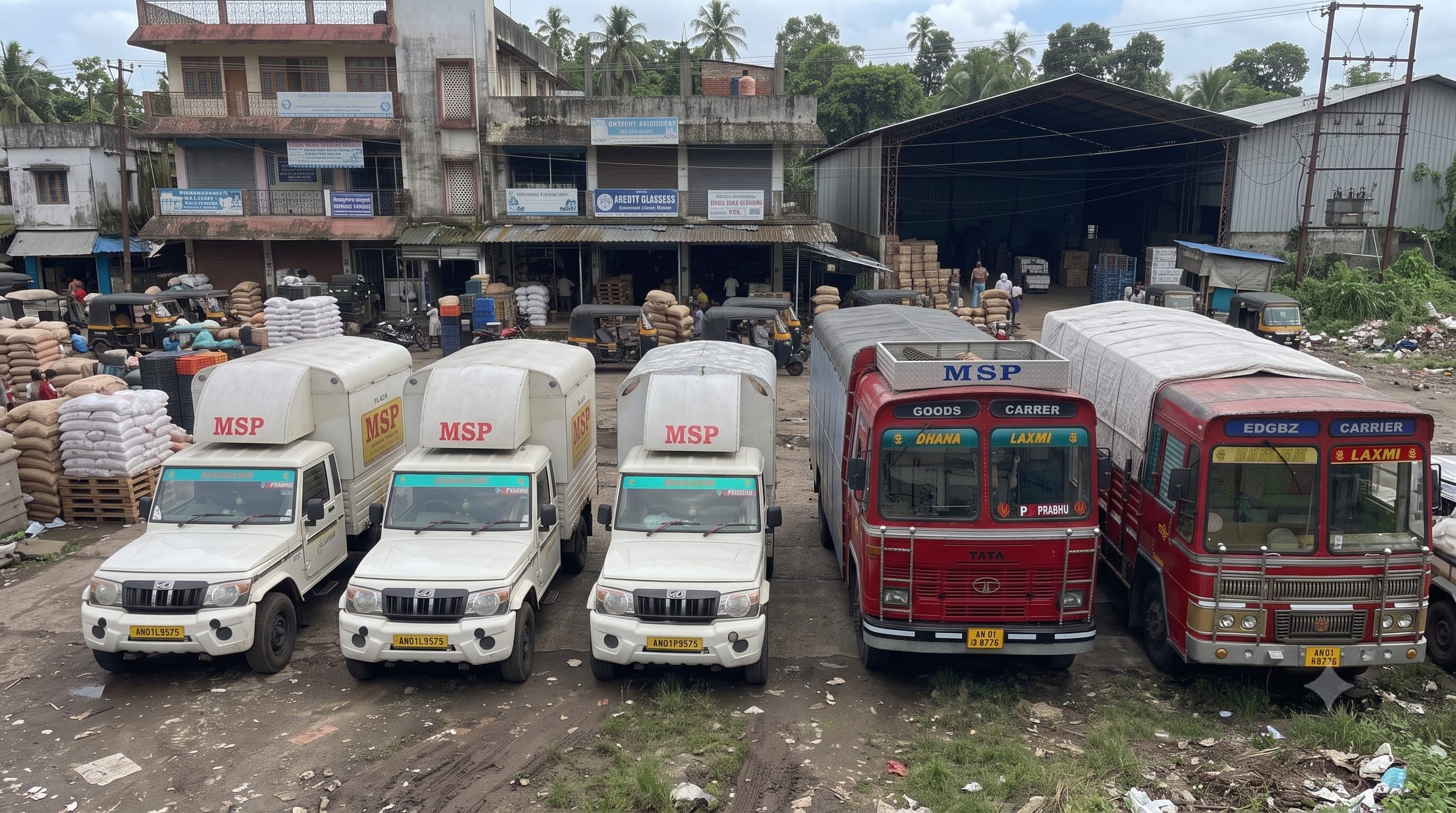 MSP vans and goods carriers lined up at the depot