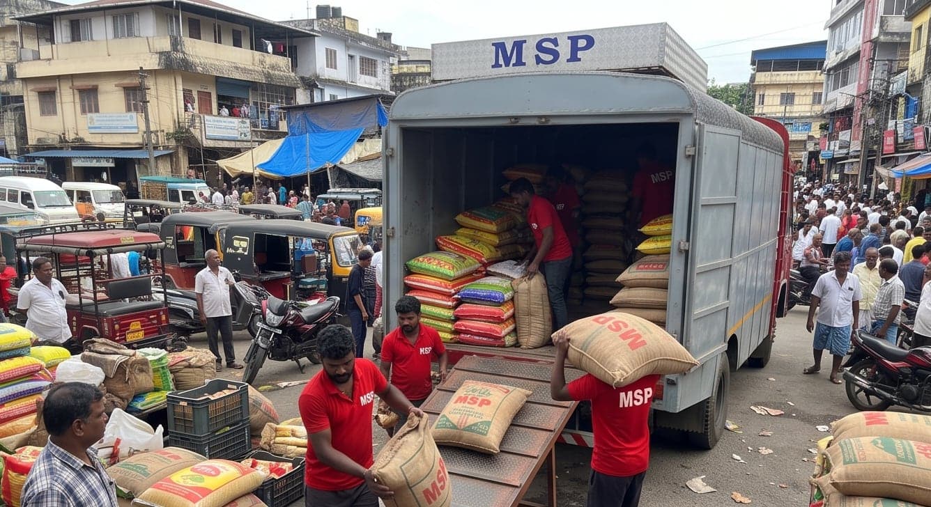MSP team unloading stock from an MSP truck at a market street